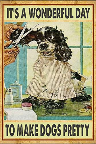 TNND Dog Grooming Vintage Spa Decor Poster Wall Art Metal Sign 8X12 Inches