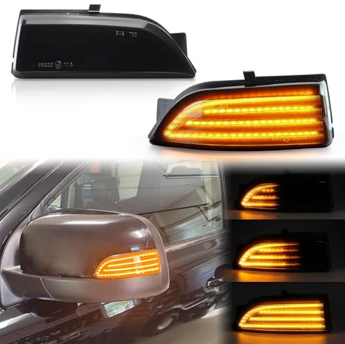 FetonAuto Luces LED secuenciales de señalización de espejo lateral para Ford Ranger T6 2012-2019 Raptor Wildtrak 2015-2019 Everest, lente ahumada ámbar dinámico reflector de señalización de giro