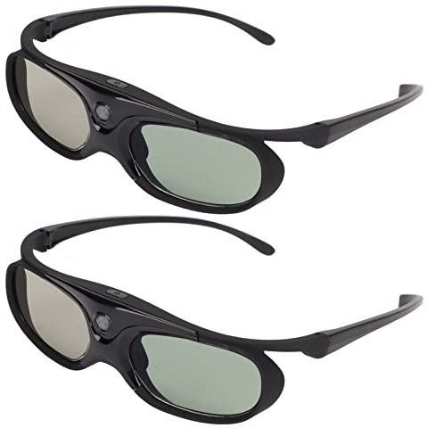 Gafas 3D para Proyectores DLP 3D, Paquete de 2 Gafas con Obturador Activo 3D de 144 Hz, Batería Integrada de 80 MA, Soporte para Optoma, para BenQ, para Acer, para Vivitek, para DELL, para Viewsonic