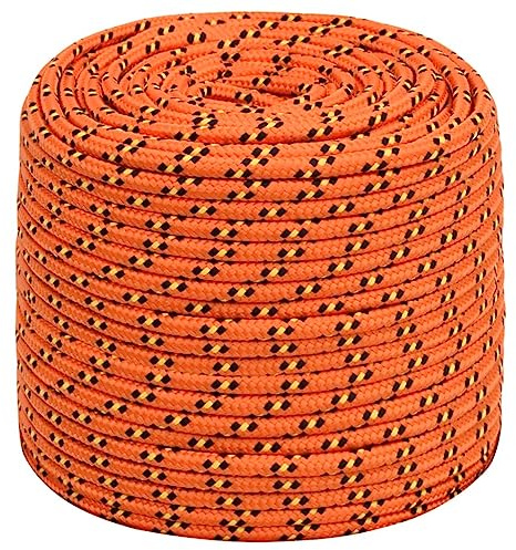 vidaXL Bootsseil Ankerleine Festmacher Tauwerk PP Leine Seil Tau Polypropylenseil Geflochten Flechtleine Orange 6mm 50m Polypropylen