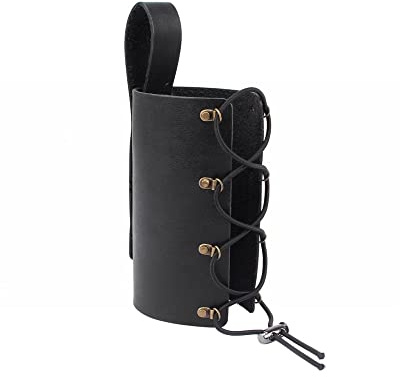 TentHome Flaschenhalter Fahrrad Leder PU Getränkehalter Retro Kaffeekäfig Wasserflasche Universal Becherhalter für Fahrradlenker Cruiser Mountainbike Rennrad Motorrad Roller Rollstuhl Schwarz