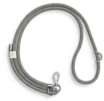 Cordon de téléphone tressé RHINOSHIELD|Cordon résistant et ajustable, boucle supplémentaire pour accrocher des accessoires - Couleurs tendances à partir de matériaux recyclés - Gris Cosmique | Facile à ajuster, boucle pour accrocher des AirPods et des clés, sangle durable