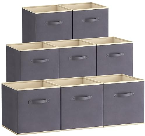 Lifewit 8 Stück Aufbewahrungsbox aus Stoff, Faltbar Aufbewahrungswürfel Aufbewahrung aus Vliesstoff mit Griff für Würfelregal Regal Einsatz, 33 x 38 x 33 cm, Grau