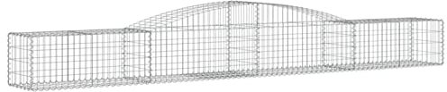 Homgoday Panier en gabion arqué, panier en pierre grillagé, en spirale, pour extérieur, pot de fleurs, décoration de jardin, 400 x 50 x 40/60 cm, fer galvanisé