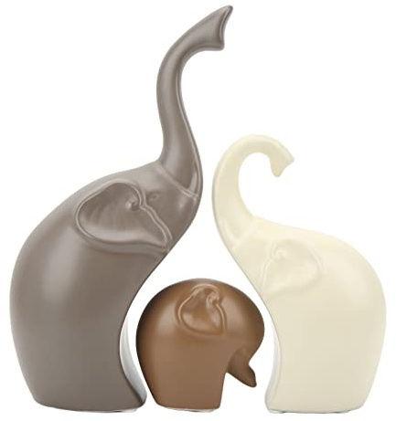 Juego de 3 Elefantes de Cerámica, Estatua de Elefante a Prueba de Agua, Elefantes, Escultura de Elefante de Elefante de Cerámica para el Hogar