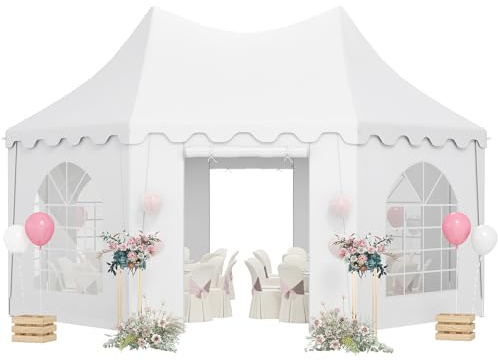 Outsunny 22 x 16 ft Party Tent, Wedding Tent with Sidewalls, Heavy Duty Event Tent with 2 Doors and 6 Windows, Outdoor Gazebo Tent for Party, White