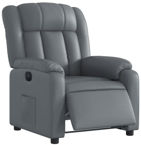 vidaXL Elektrisk reclinerfåtölj grå konstläder, liggfåtölj, fåtölj, justerbar fåtölj, liggfåtöljer, fåtöljer, justerbara fåtöljer, lutningsbar fåtölj