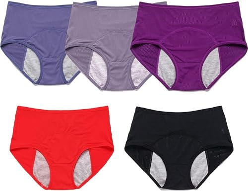 BLUEZY Leak-proof Physiology Pants, Damen Menstruations-Unterhosen, 5x, 1 Stück, Größe 8XL (125-150kg), Urinschutz, Wiederverwendbar