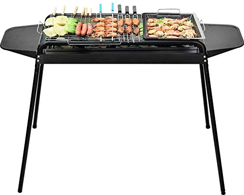 Barbecue-Grill, tragbarer Edelstahl-Grill, Holzkohlegrill, Outdoor-Spieße, Grill für 5–7 Personen, Camping, Picknick, Garten