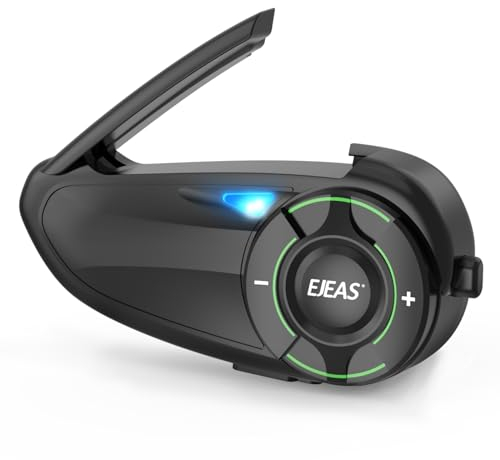EJEAS Q8 Intercomunicador de Malla para Casco de Motocicleta, Auricular Bluetooth para Motocicleta, intercomunicador para 6 Personas simultáneamente, batería de 800 mah (Q8-1)