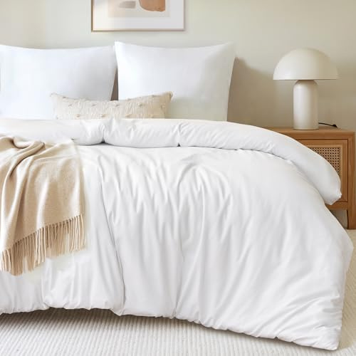 Tifschlaf Biancheria da letto 200 x 220 cm, 3 pezzi, colore bianco, in microfibra, 1 copripiumino da 220 x 200 cm + 2 federe da 80 x 80 cm, Set di biancheria da letto ÖKO-TEX bianco, con chiusura