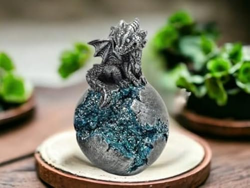 Osiris Trading UK Emerging Dragon Hatchling on Geode - Mystical Fantasy Figurine - Collector's Resin Dragon Sculpture - Sparkling Crystal Egg - 12.5cm Tall