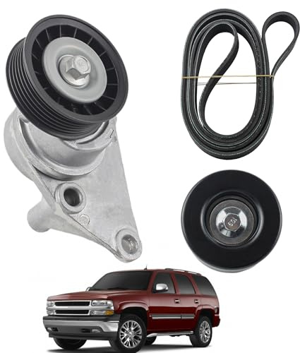 YzusGomumu Complete Serpentine Belt Drive Component Kit Compatible with 2003-2006 Chevrolet Avalanche Silverado Express, 2002-2007 GMC Sierra Yukon, Cadillac Escalade Replaces 12609719 12555609