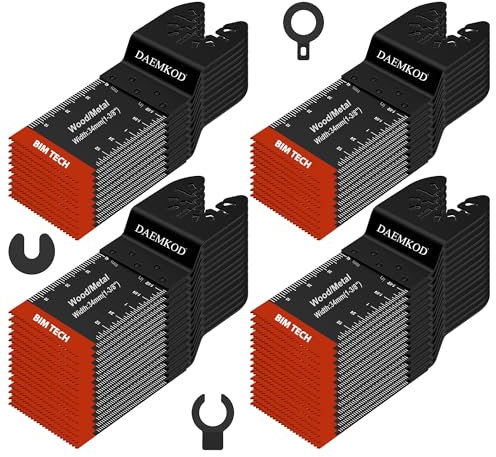 DAEMKOD 50 Pack Bi-Metal Oscillating Saw Blades Metal Cutting, 34MM Multitool Blades for Hard Wood Plastic, Multi Tool Blades Kits Fit Dewalt Bosch Ryobi Milwaukee