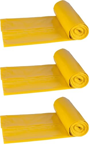 DONAU ECO 22025432-06 - Bolsas de basura (120 L, resistentes, para metal y plástico, 10 bolsas de basura, 1 rollo, certificado Blauer Engel), color amarillo (Paquete de 3)