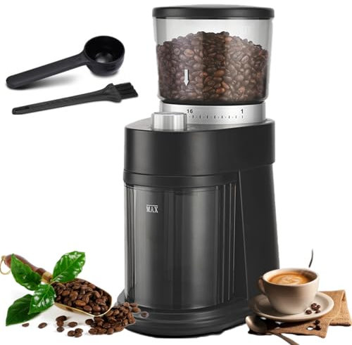 Moulin à café électrique, Moulin à Grains de café réglable de Grande capacité de 250 g, avec 31 réglages de mouture précis, Moulin à Grains de café électrique, Noyau de broyage en Acier Inoxydable