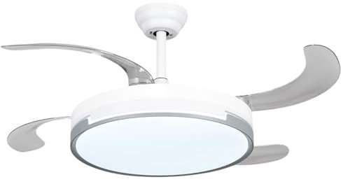 Ventilador de techo con luz LED 36W Blanco en 3 Temperaturas de Luz con Mando a Distancia -Motor DC Eficiente y Silencioso, 3 tonalidades, aspas desplegables retráctiles, 6 velocidades (F9900)