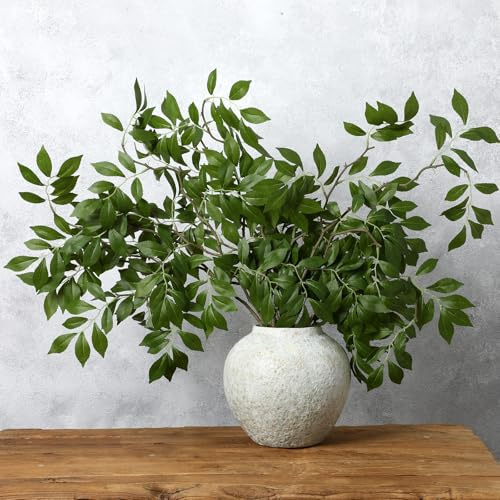 Daifunli 3 steli verdi finti da 80 cm per riempire vasi decorativi | Steli di foglie di glicine da 80 cm, per primavera ed estate, ideali per centrotavola, matrimoni, decorazioni per la casa