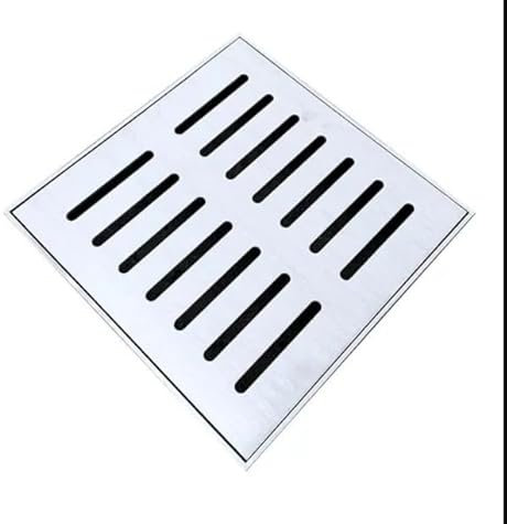 Quadratischer Entwässerungsrost aus Edelstahl mit Metall-Ablaufabdeckung für Auffahrt, Gärten und Garagen, Abwassergitter für Kanalisation und Abflüsse (20 x 20 cm)