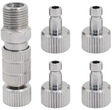 Airbrush Schnellkupplung Trennadapter Anschluss-Set, 5-teilig, 1/8 Zoll Buchsen und Stecker Adapter, Einstellbares Steuerventil, Airbrush-Zubehör für Luftkompressoren und Airbrush-Schläuche
