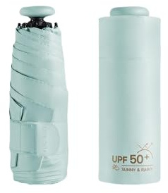 Mini Sun Travel UV Umbrella Anti UPF 50 Protection 99.9% Micro handle Coating Layer Fabric Compact/Lightweight Small Portable Backpack/Folding Purse Pocket Umbrella Rain/Blocking/Men Women Kids