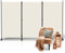 Ikodm Biombo para exteriores con ruedas, 3 piezas, 263 x 181 cm, resistente a la intemperie, para exterior y oficina, color beige