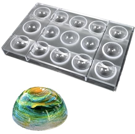 TUKE - Moldes de policarbonato para chocolate en forma de esfera, moldes de hemisfera para hornear, caramelos, postres - Reutilizables, de grado alimenticio, herramienta profesional DIY para decorar