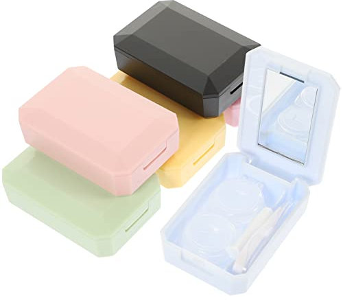 WOFASHPURET 6sets Case Mirror for Travel Compact Storage for Contacts Lens Safe Clean Storage