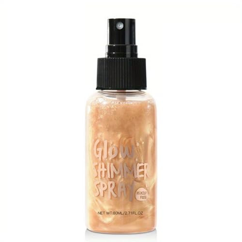 Body Shimmer Oil - Waterproof Body Luminizer Liquid Highlighter Makeup - Moisturizing Non-sticky Glow Shimmer Spray - Hydrating Face&Body Oil for Women, Lightweight for Face Glow - Rose Gold