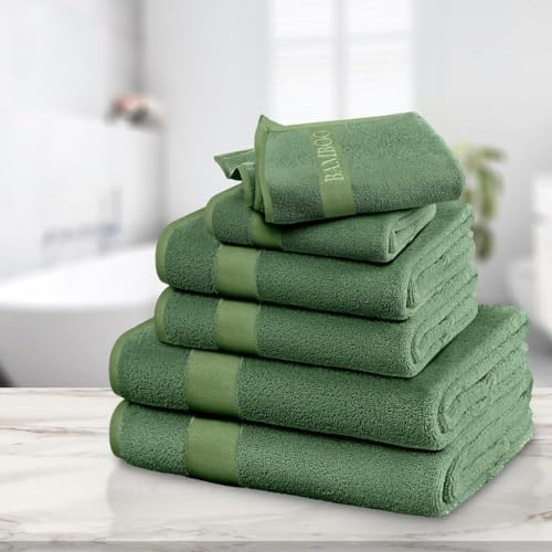 Artistic Fashionista Limited 100% Natural Bamboo Cotton Hotel Quality Super Soft Thick Absorbent & Quick Dry BAMBOO Hand Towel, Bath Towel, Bath Sheet (Green, Bath Sheet - Pack 2)