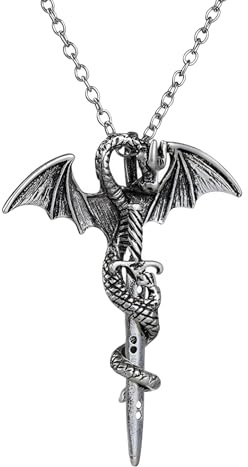 ZZHYGM for Men 925 Sterling Silver Vintage Charm Pterosaur A Ali Deep Carving Sword Pendant Islam Dagger Gothic Cross Knife Necklace