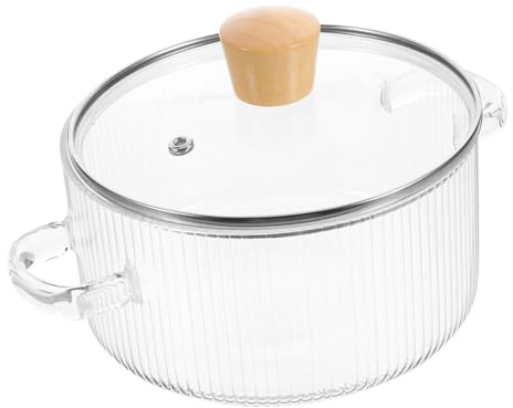 FUNNETOYU Casserole Verre Transparent avec Design Côtelé Polyvalente pour Mijoter Bouillir et Frire pour Petites Familles et Usage Quotidien Cuisine