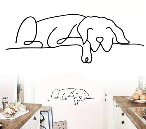 duozoanz Wanddeko Metall Schwarz Hund, Metallbilder Wanddeko Modern, Metalldeko Wand Minimalistisch, Deko Küche Wand Flur Wohnzimmer Schlafzimmer 30x11cm