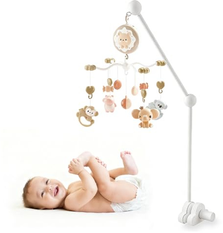Support de Mobile pour Lit de Bébé et Table à Langer, Design Blanc avec Nuages - Support de Suspension pour Carillons, Éoliennes et Jouets - Accessoire Décoratif et Pratique pour Chambre de Bébé