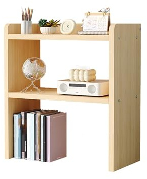 Estantería de Escritorio de 2 Niveles para Ordenador Ahorra Espacio Estanteria de Sobremesa para Escritorio Altura de 60 cm para Oficina, Hogar, Dormitorio(50cm)