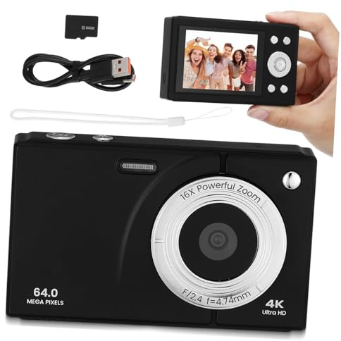 Toddmomy 64gb Appareil Photo Numérique Compact avec Écran Go Zoom Et Stabilisation Image pour Voyage Et Quotidien