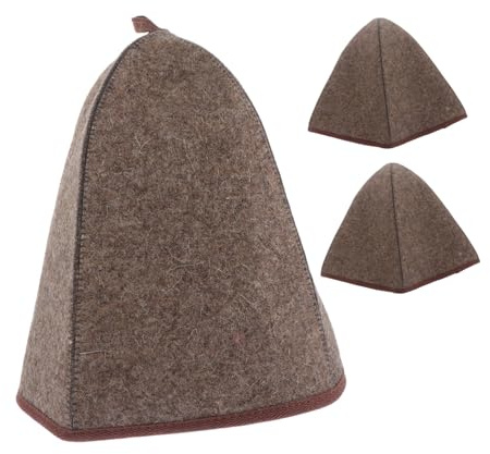 DECOMELODY 3 PCS Thick Wool Felt Sauna Cap for Men Women Steam Heat Protection Full Coverage Hair Spa Bathing Hat Vaporarium Accessory for Sauna and Shower