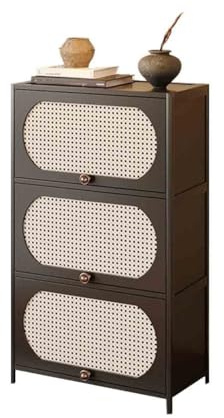 RUNZE765Z Sideboard 3-tier Corner Sideboard/bookshelf Floor-standing Storage Unit for Living Room with Drawers (60cm) Kitchen Cabinet
