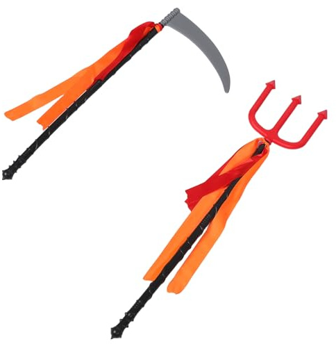 ibasenice 2 Pièces Faux Tridents Plastique Lot pour Halloween Accessoire de Fourche Maléfique Décoration de Fête Faucheuse Cosplay
