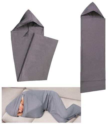 Sleep Pod 360 Wrap Wearable Blanket, Soft Comfortable Movable Sensory Sleep Sack for Adults, Hug Pressure Therapy, Washable Portable Sleeping Bag for Warmth Grey 185x50cm