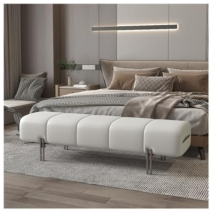 SDA287MZ Foyer Bett-Endhocker, Schlafzimmer-Bett-Vorderhocker, Bettcouch, Leder, minimalistisch, Garderoben-Sofa-Hocker, Softpack-Schuh, Lange Bank Schlammraum(Beige)
