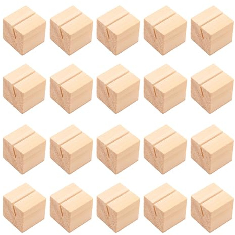 Lot de 20 supports de numéros de table en bois pour cartes de visite, photos, notes, étiquettes alimentaires, mariage, Noël, cartes de visite