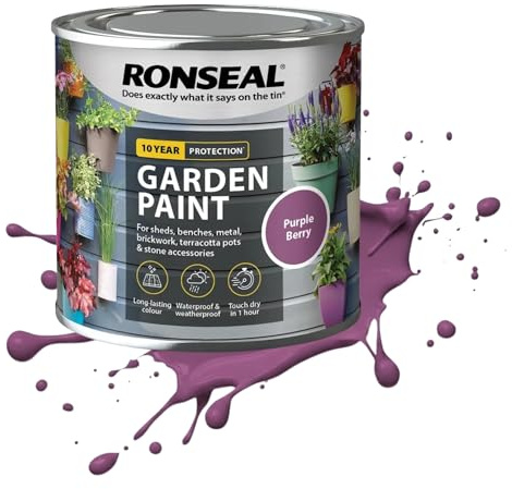 AOC24 750ML Garden Paint Purple Berry, Water Based Outdoor Paints, Long Lasting Weather Resistant, Fast Drying Color for Wood, Bricks, Pots, Anti Crack Peeling DIY Paint (Purple Berry, 750 M L)