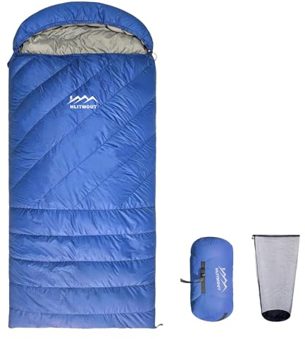 HLITMOUT Daunenschlafsack, Extra Großer Leichter Schlafsack 230 cm x 100 cm für Erwachsene Camping,Wandern,Trekking Outdoor