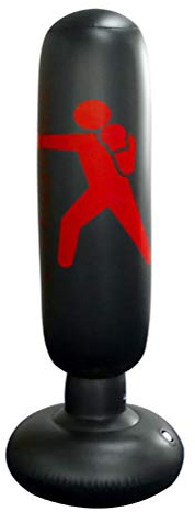 Halearo Bolsa de Boxeo Inflable, Vaso de PVC grueso, Columna de Golpe para Fitness y del Estrés, Altura 160 cm (Negro)