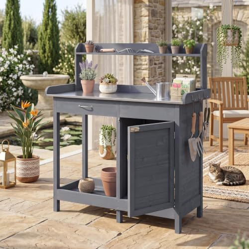 RELAX4LIFE Table de Rempotage en Bois 112 x 46,5 x 125 cm (Gris)