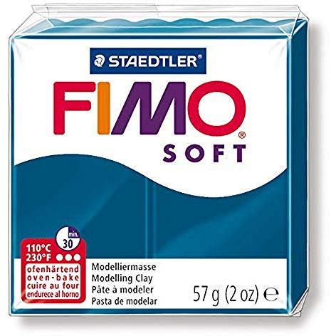 STAEDTLER 8020-31 Fimo soft Block (ofenhärtend, weich, sofort modellierfähig, wiederverschließbar, 1 Block, Blockgröße 57g) Trendfarbe calypso blue
