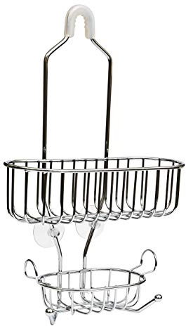 Amtido Shower Caddy Bathroom Rack – Hanging Organiser Basket – Chrome Finish