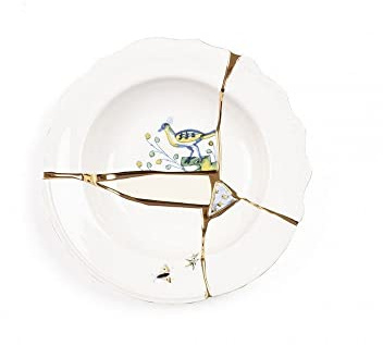 SELETTI KINTSUGI Collezione Piatti Ispirata dalla Tecnica Giapponese, Piatto Fondo 09621 | Kintsugi Seletti Marcantonio: servizio da tavola di design con dettagli doratiLa collezione Kintsugi Seletti by Marcantonio