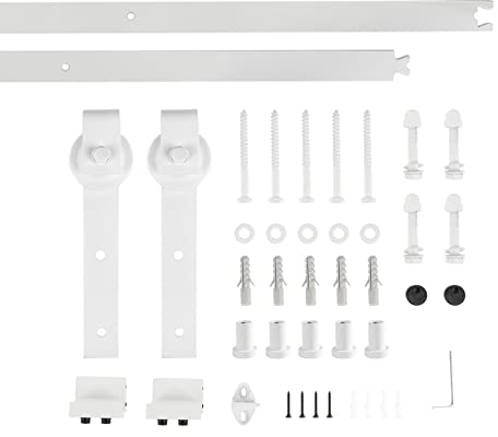Systeme Porte Coulissante 200CM - Kit de Rail Industriel pour Interieur, Installation Simple en Blanc, Quincailleri Améliorer